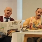 <p>Mark Le Brocq as Biedermann & Leigh Melrose as Schmitz,&nbsp;<em>Biedermann and the Arsonists</em>, photography Robbie Jack</p>