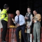 <p>Laurence North (Policeman), Mark Le Brocq (Biedermann), Matthew Hargreaves (Eisenring) & Leigh Melrose (Schmitz), <em>Biedermann and the Arsonists</em>, photography Robbie Jack</p>